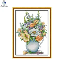 Fiore modello peonia vaso punto croce fai da te ricamo a mano kit 14CT 11CT tela cucito cucito Set sala da pranzo Decor pittura