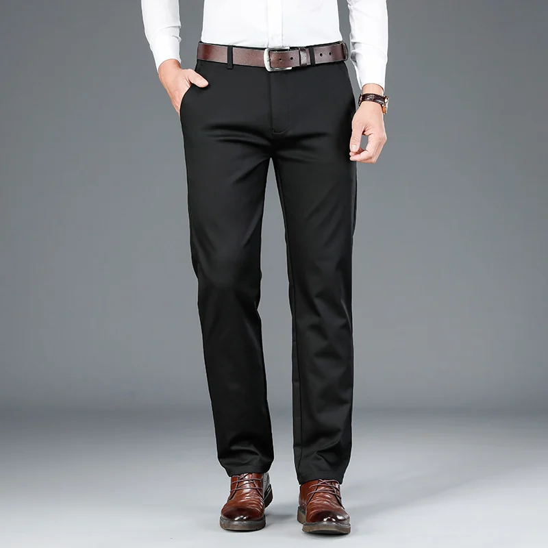 

Spring New Men's Bamboo Fiber Casual Pants Classic Style Business Fashion Khaki Stretch Cotton Trousers Male Brand Clothes