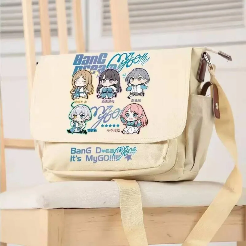 Anime nuevo Bang Dream Kasumi Toyama moda lona Unisex hombro Cosplay estudiante bolsa de mensajero Itabag compras