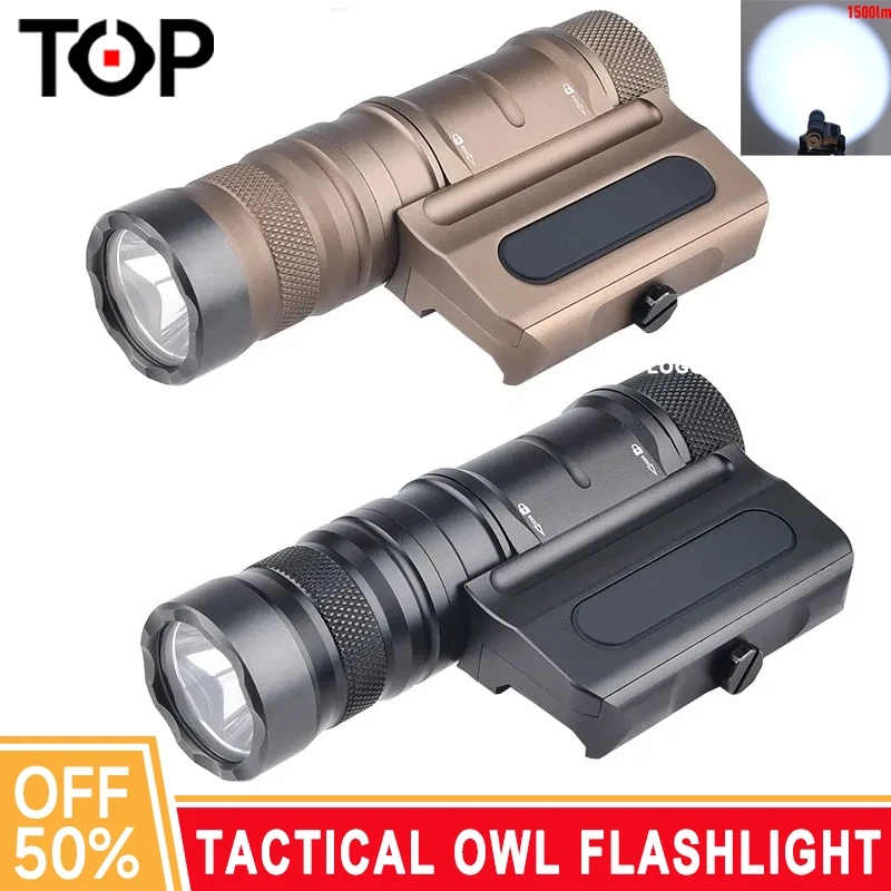 WADSN Tactical OWL Flashlight Powerful 1500lumens Optimized Hunting Weapon Light Airsoft Metal CNC Fit 20mm Rail Hunting Lamp