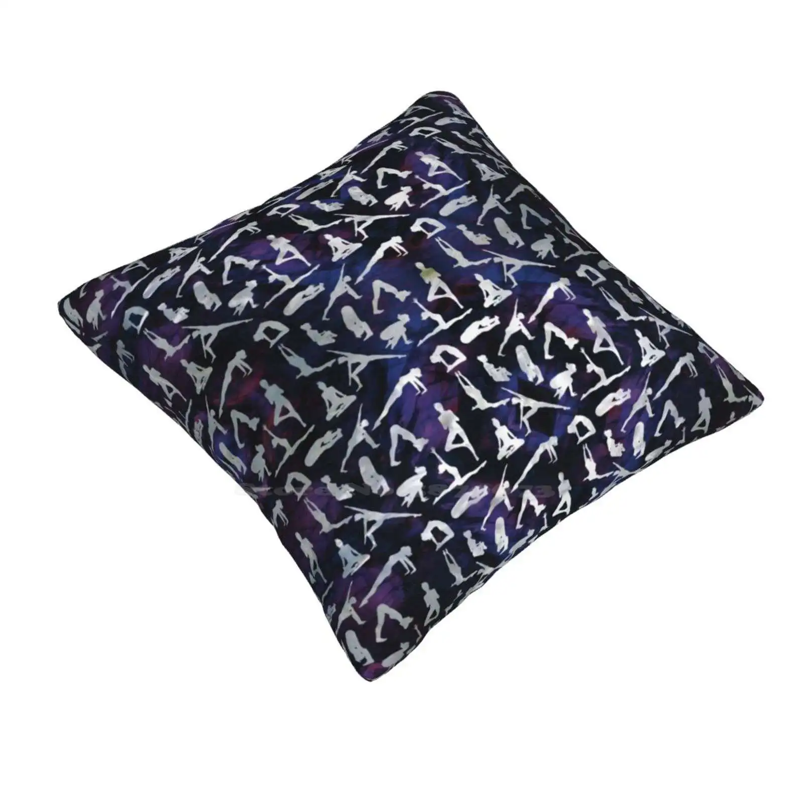 Yoga Asanas / Poses Pattern On Amethyst Funny Cute Decor Square Pillowcase Yoga Pattern Yogi Positions Asanas Sanskrit Amethyst