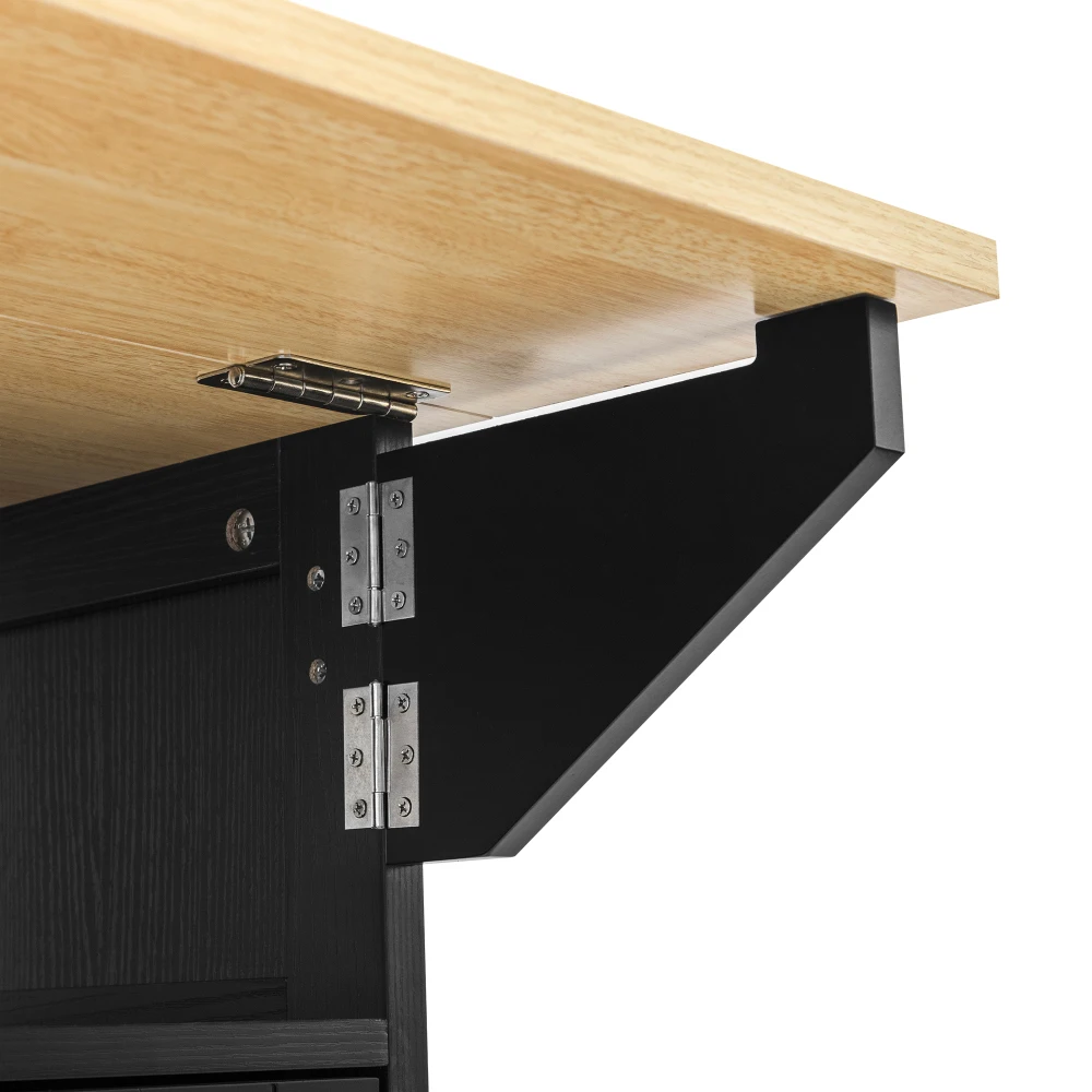 Kücheninsel mit Rollen, abnehmbarem Esstisch, mit Schubladen und Handtuchhalter, mobiler Küchenwagen mit Steckdosenstangen – Detail 21