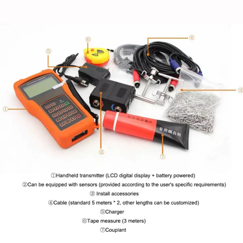 Portable Type RS485 TUF-2000H Handheld Doppler Mini Water Flow Sensor Ultrasonic Flowmeter for Water Clamp on