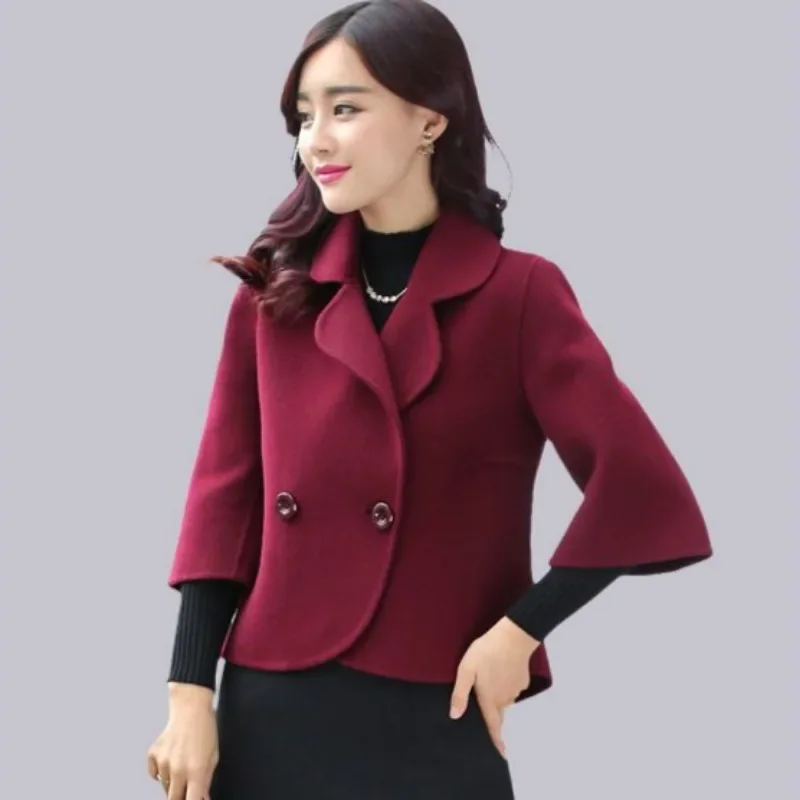 Plain Blazer Wool Blend Coat for Women Slim Fit Casual High Quality Cheap Luxury Autumn Mixtures Jacket Woman Medium Long Sleeve