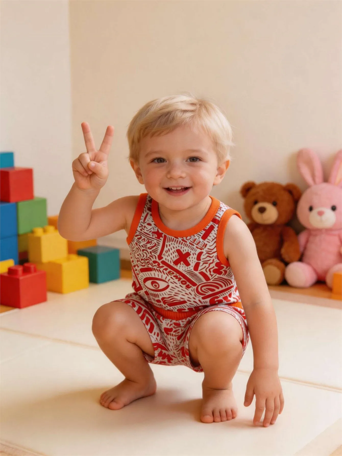 Baby vest and shorts set, summer children's sports and leisure two-piece set, breathable, sweat absorbing, quick drying fabric