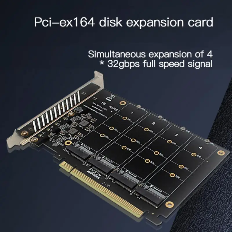 Pci-e X16 4-disk Expansion Card High Speed Led Indicators Multifunctional Portable Consumer Electronics Array Card 32gbps Stable