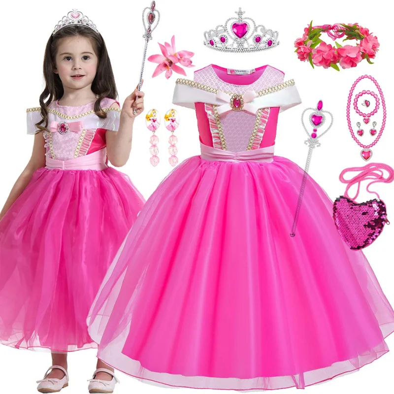 

Baby Girl Sleeping Beauty Dress Halloween Aurora Dress Up Clothes Kids Princess Theme Party Costume Birthday Surprise Outfits