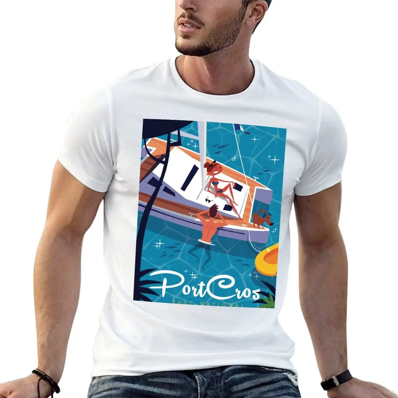 

Port Cros poster T-Shirt t shirts for man graphic vintage anime tshirt T-Shirt