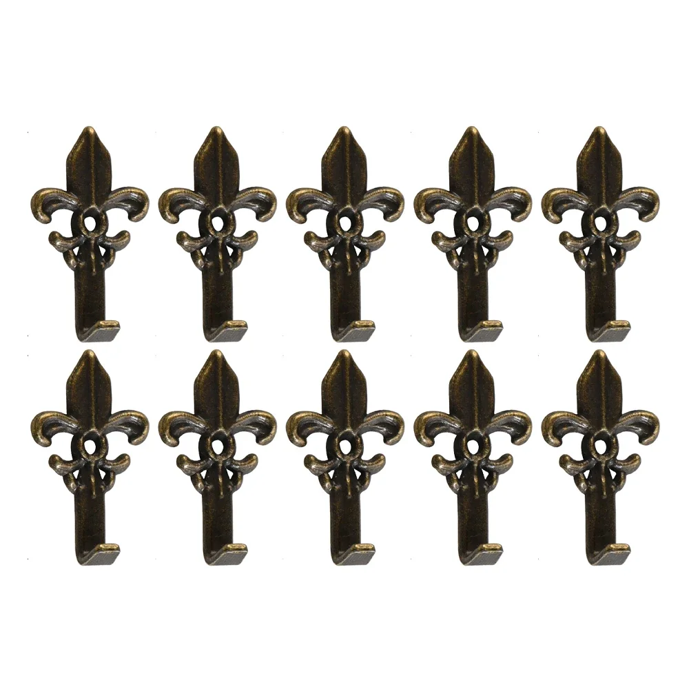 10 pezzi gancio decorazione da parete bronzo antico metallo ganci Vintage supporto per gancio con viti per appendere borse per vestiti asciugamano 2