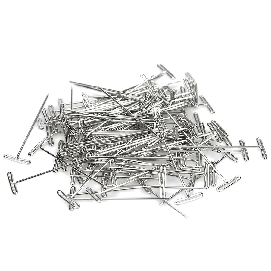 200PCS 27/32/38/45/51/53MM T-Pins For Wig On Foam Head Stainless Steel T-Pins Needle Mannequin Head Type Sewing Hair Salon