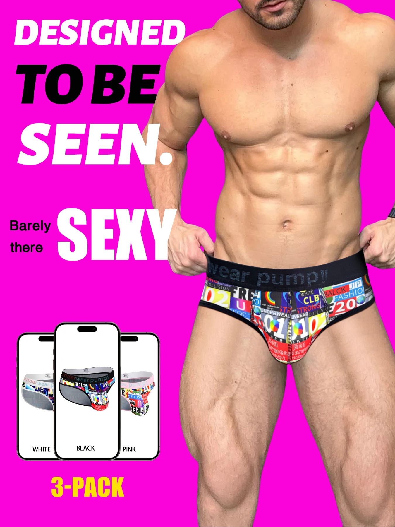 

European And American Street Graffiti Style Men's Low-waisted Printed Triangle Underwear Fitness Boxing Underwear