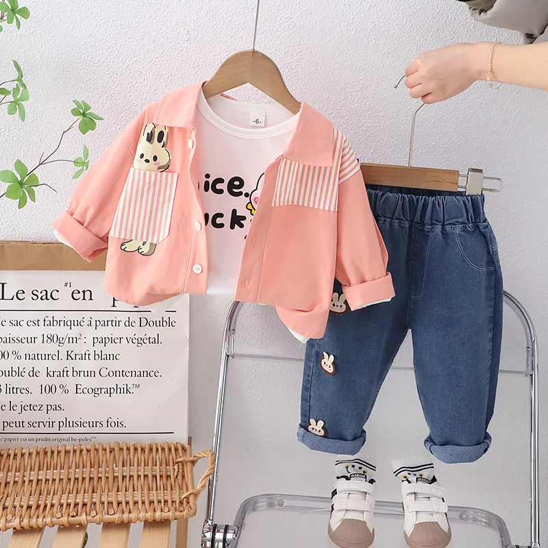 Girls Clothing Sets Summer 2024 Children Casual Coats T-shirts Pants 2pcs Casual Suit For Baby Tracksuits Kids Jogging Outfits 5