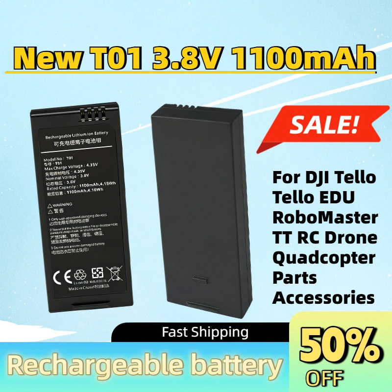 In Stock T01 3.8V 1100mAh LiPo Replacement Battery For DJI Tello Tello EDU RoboMaster TT RC Drone Quadcopter Parts Accessories