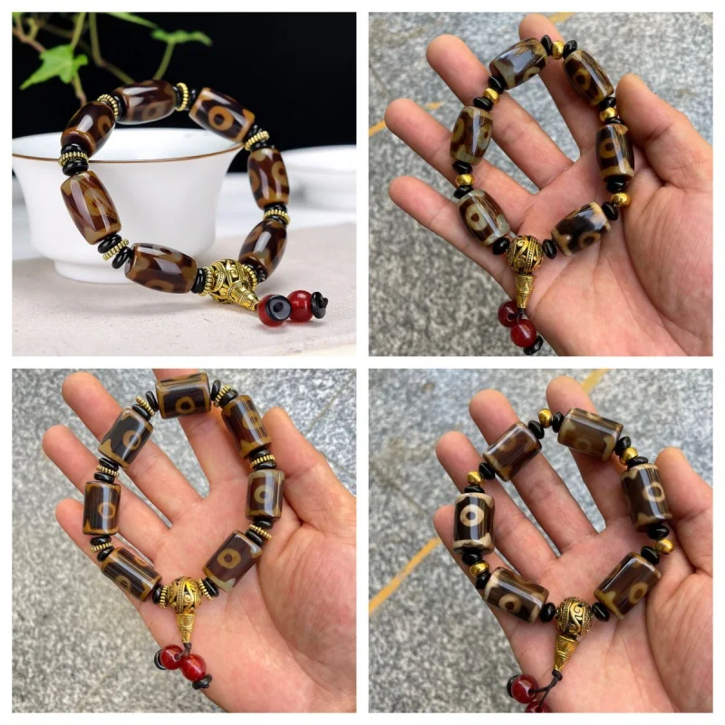 Three-EyeBeads Men's and Women's Agate Jade Bracelet Live Supply