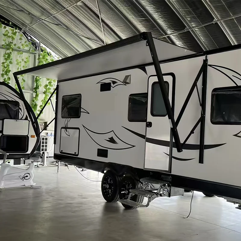 5.5x2.5 متر Rv قافلة متعددة الزوايا مظلة من الشمس Rv المظلة خيمة المظلة مع إطار أسود للمنزل المتنقل مقطورات السفر مقطورة سيارة