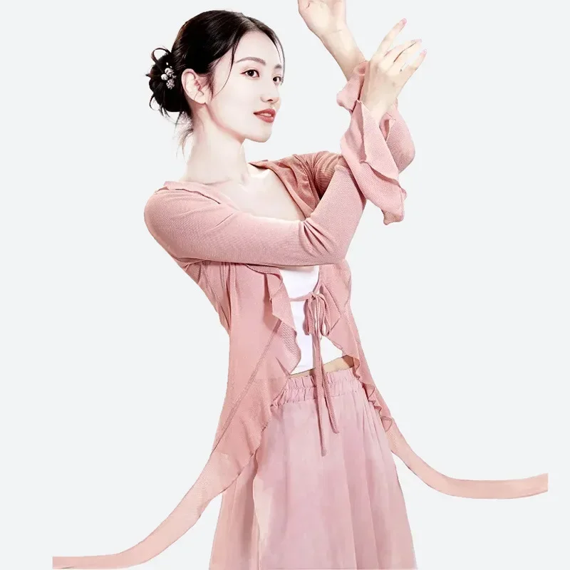 クラシックダンスニュートップエレガントなガーゼ服ボディ韻練習服中国舞踊長袖カーディガンジャケット大人