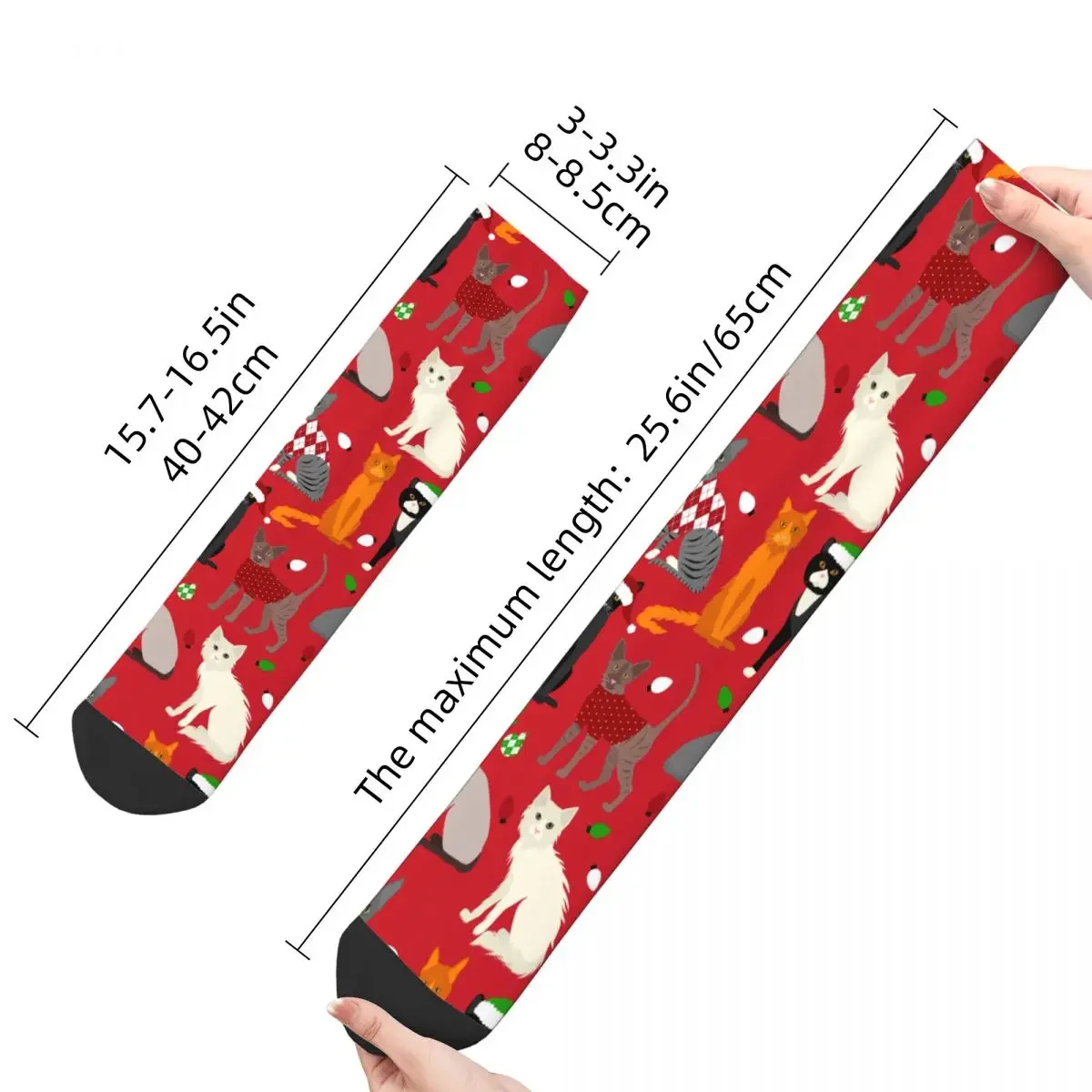 Calcetines de invierno de Hip-hop para hombre y mujer, medias de fútbol absorbentes de sudor, calcetines de gatos de Navidad, calcetines transpirables