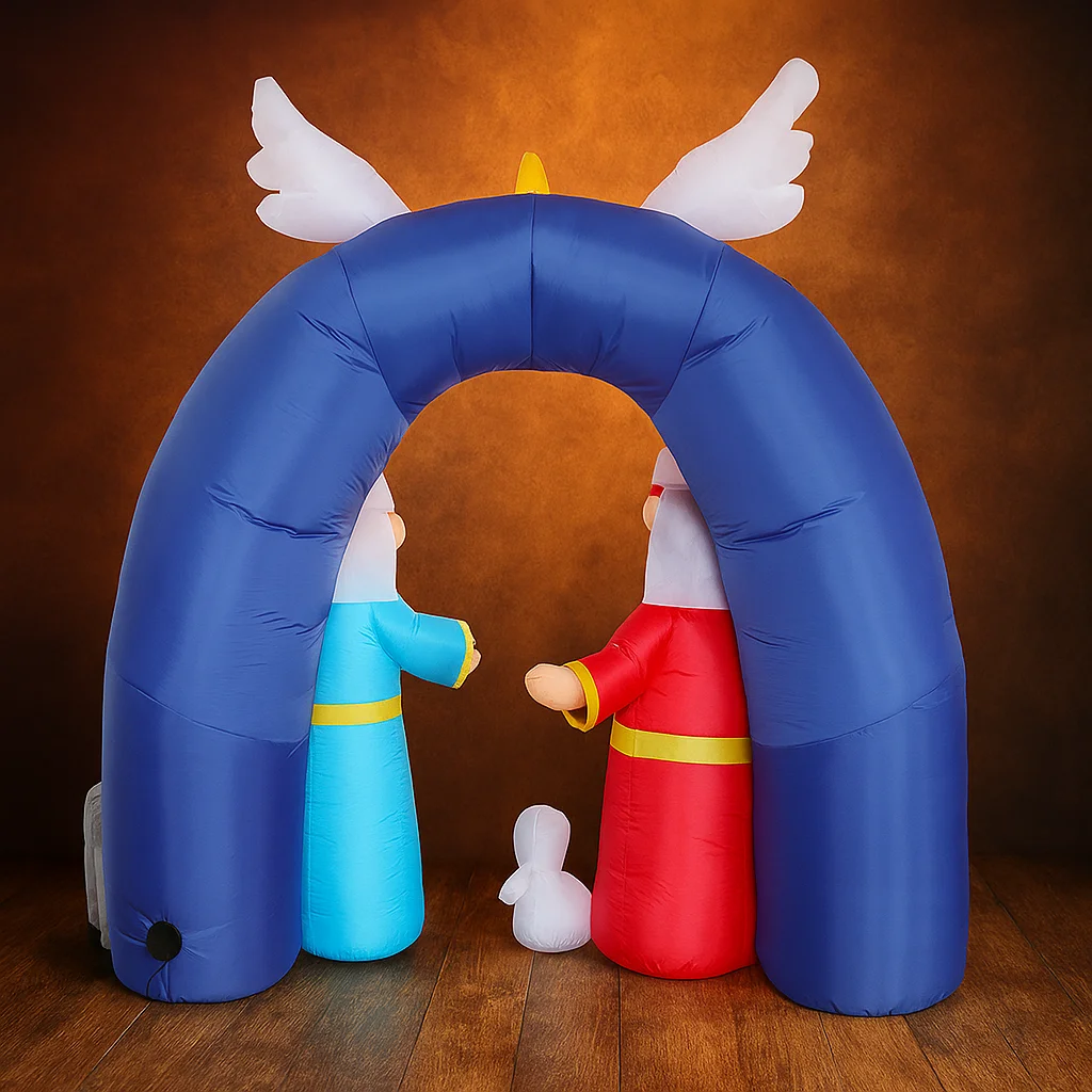 7,8 ft Aufblasbare Spielzeug Weihnachten Hof Dekoration Krippe Bogen Heilige Familie Tier Stern LED Lit Hause Urlaub Ornament Geschenk Dekoration