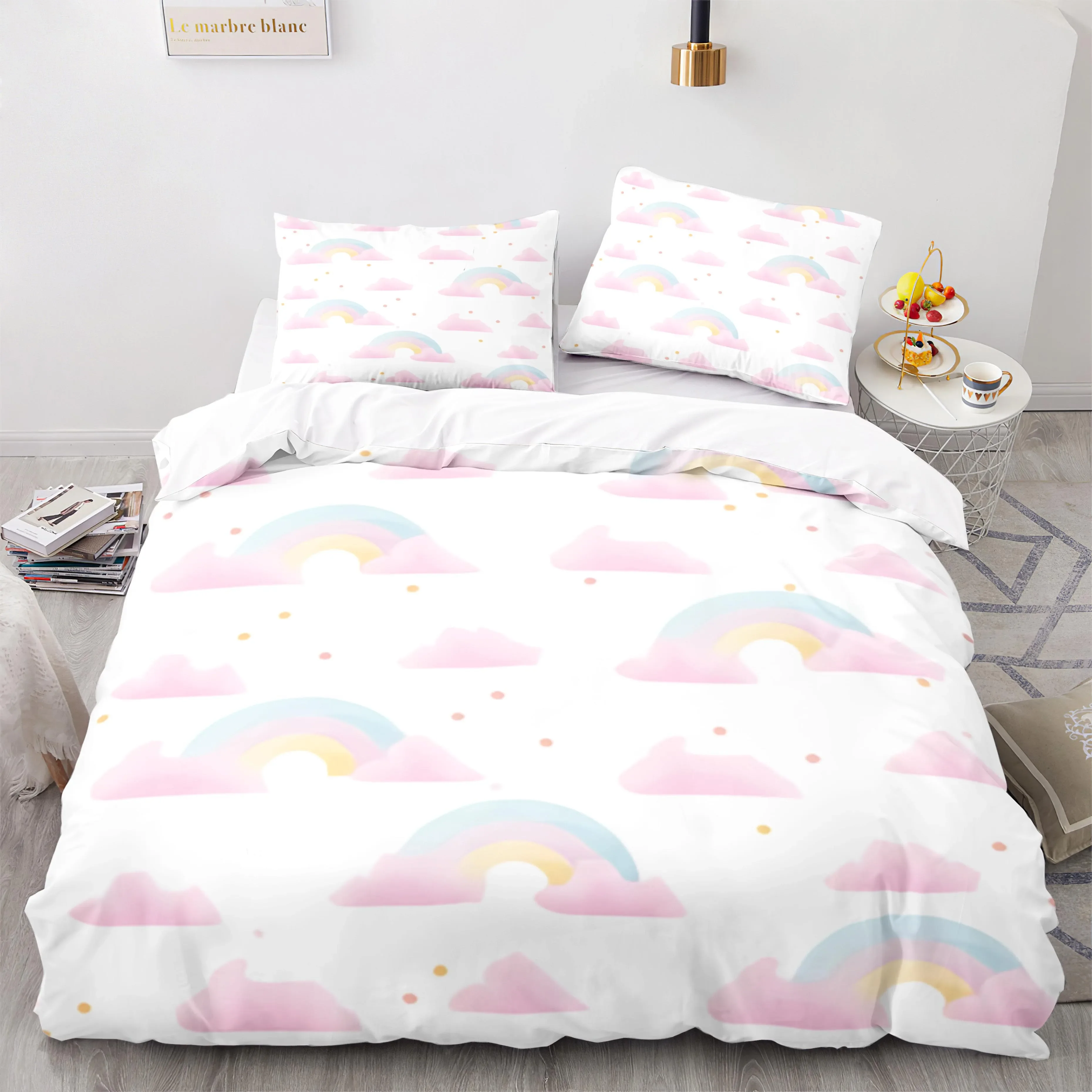 Fashion 3D Print Rainbow Bedding Set Single Twin Full Queen King Size Sky And Baiyun Bed Set Adult Kid Bedroom Duvet cover Sets