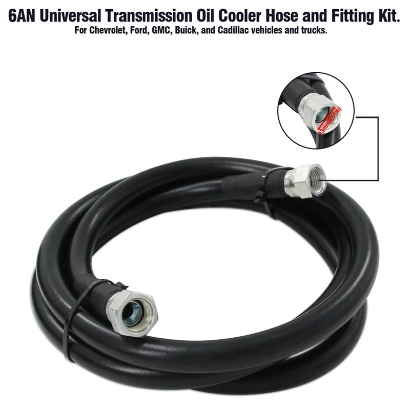 Super Sale Transmission Cooler Lines, 6AN 70inch Nylon Braided Hose for GM Chevy Ford Turbo 700R4 4L60E 4L65E 4L80E