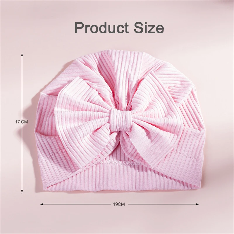 Accessories Baby Girl Cotton Turban Big Bow Hat Toddler Kids Head Wrap Newborn Beanie Solid Color Infant Bonnet Cap 0-2T