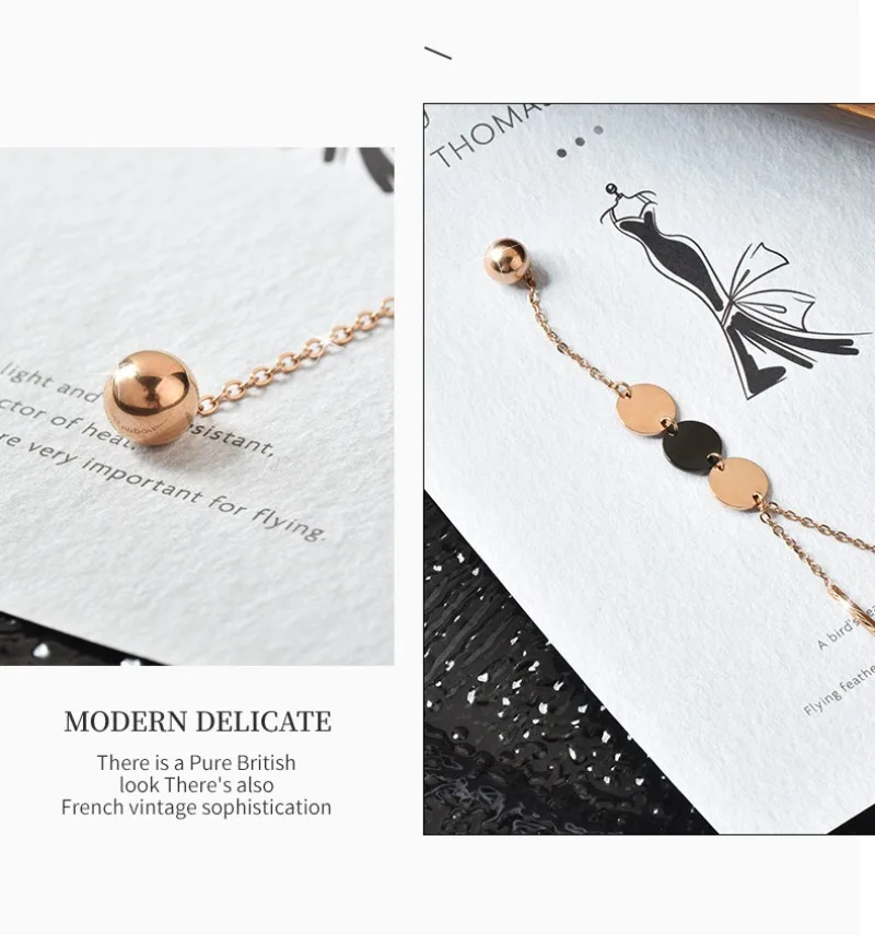 A simple yet versatile autumn and winter necklace suitable for women's fashion, a titanium steel geometric necklace with tassels