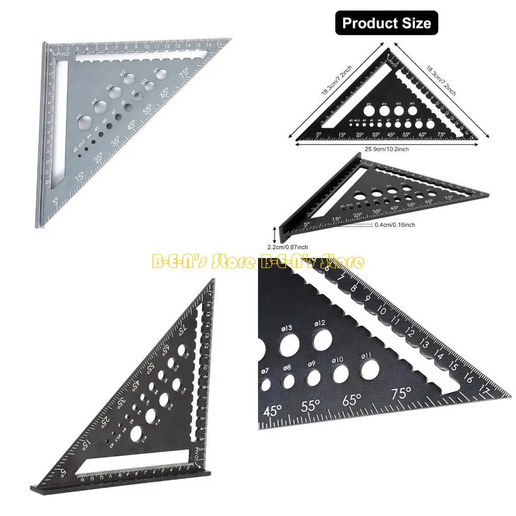 

Y1AD Треугольная линейка 7 дюймов, измерительный инструмент, алюминиевый сплав, плотник, квадратные углы, деревообрабатывающие