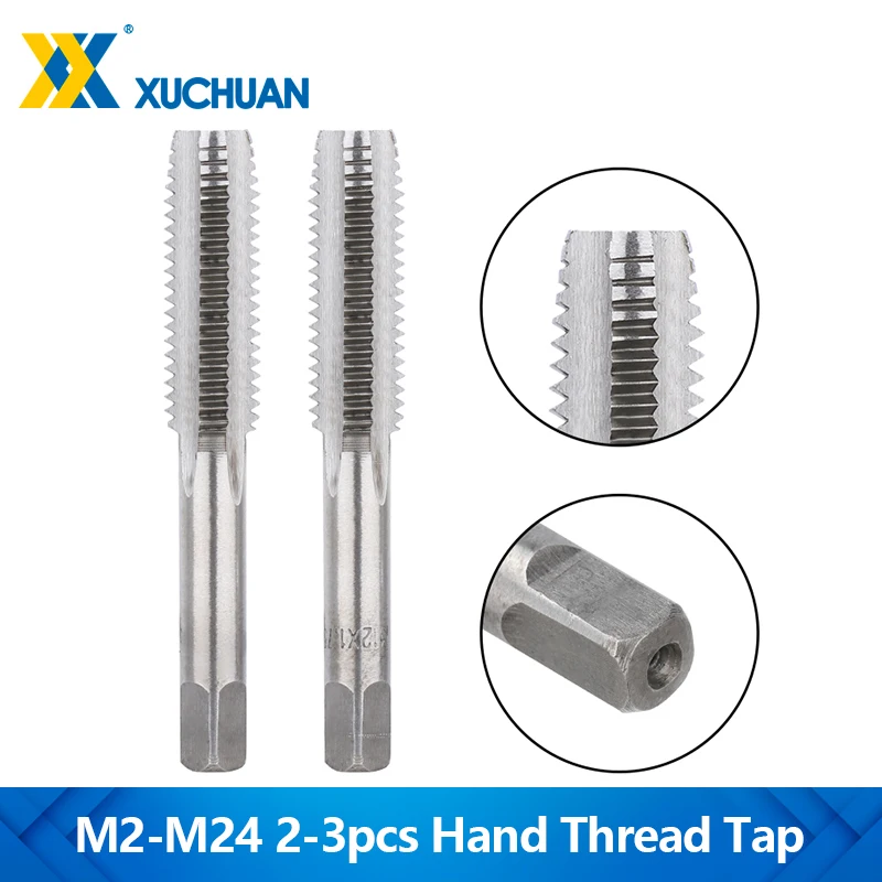 

Xuchuan Hand Thread Tap Set 2-3pcs HSS Metric Plug Tap M2/M2.5/M3/M3.5/M4/M5/M6/M8/M10/M12 Metal Screw Tap Drill Hand Tool Set