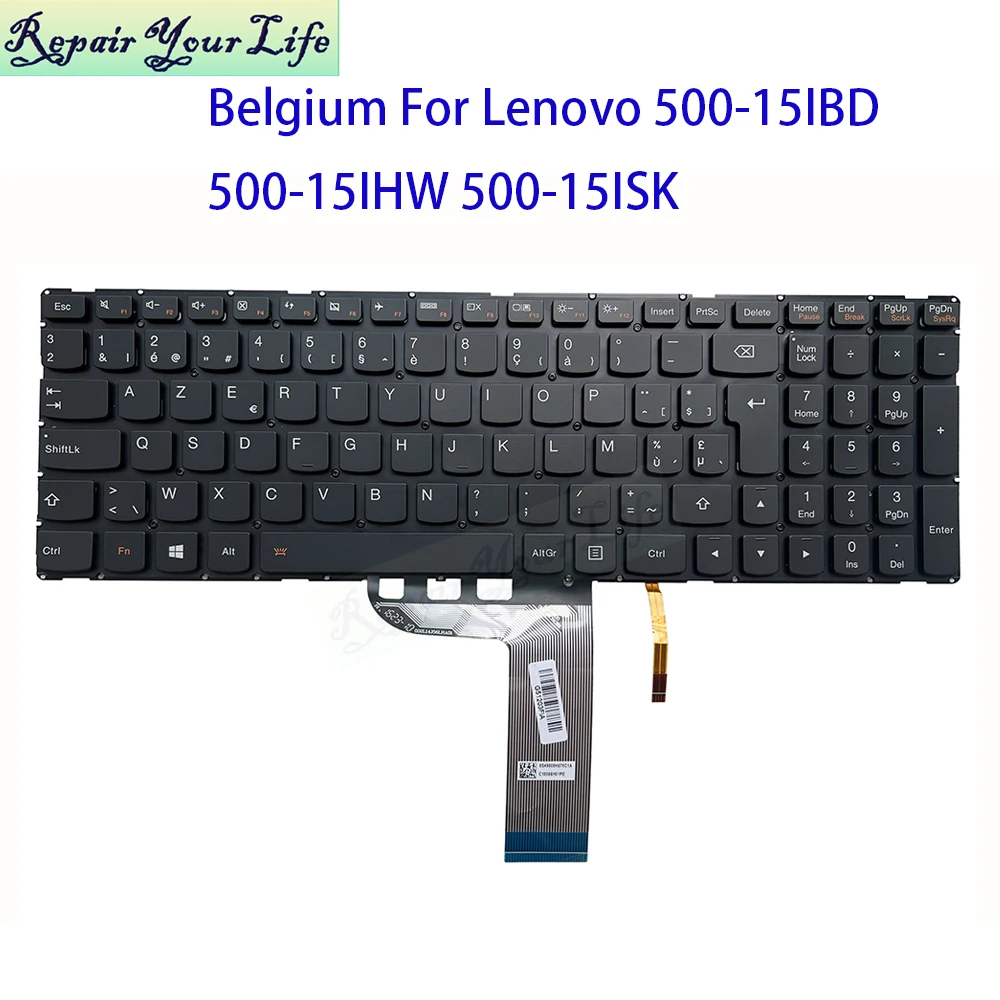 Teclado retroiluminado belga para lenovo yoga 500-15ibd 500-15ihw 500-15isk lenovo flex 3-1570 3-1580 lcm14j5 belga azerty teclado