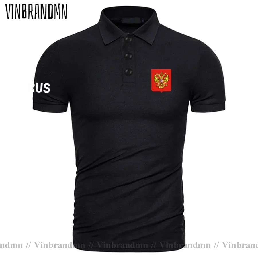 Russian Federation Russia RUS RU Polo Shirts Men Short Sleeve Cotton Polo Shirt Country Flag Design Fashion Clothing Summer Tops