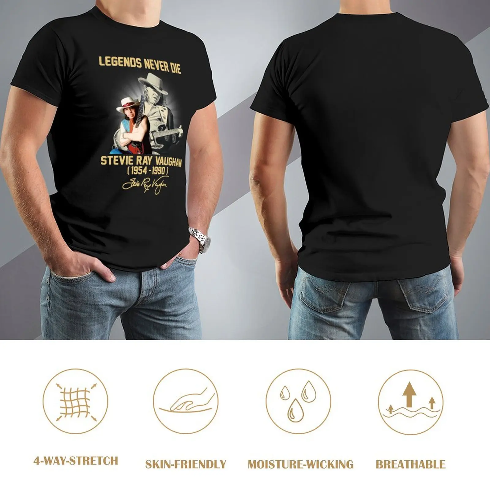 Stevie Ray Vaughan legends never die T-Shirt customizeds tops slim fit t shirts for men