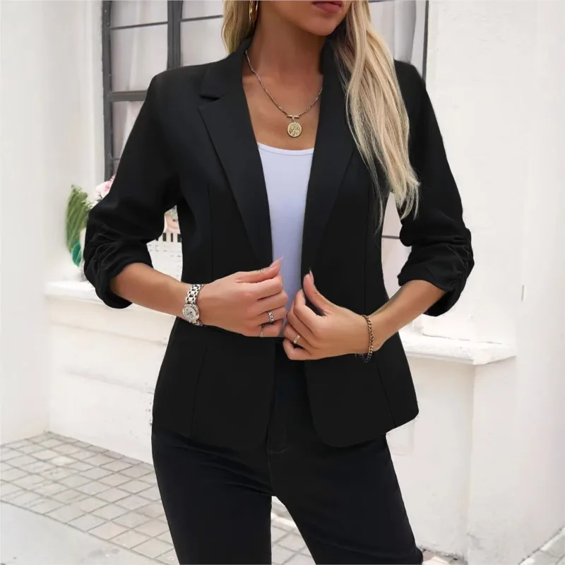 

New Office Lady Suits Jacket Tops Formal Women's Seven Quarter Sleeved Suit Coats Casual Black Workwear Blazer Femme Clothing
