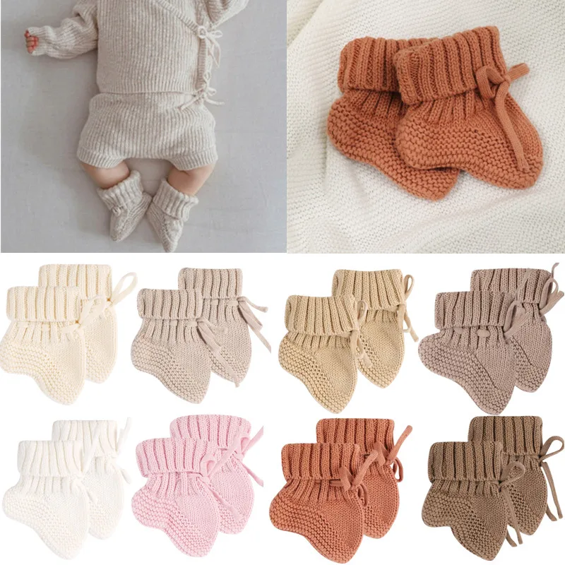 

1 Pair New Crochet Knitted Warm Baby Short Socks Soft Breathable Toddlers Baby Socks for 0-6M Baby Learning Walk Shoes Socks