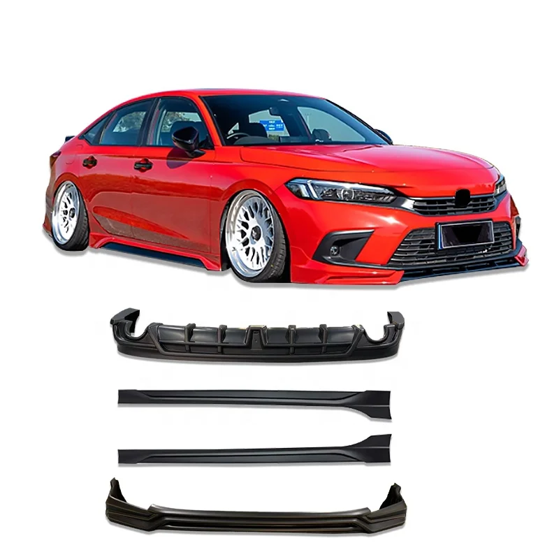 For Honda Civic 2022 Auto Body kit Systems Car Accessories Car Bumper Lower Lip Rear Diffuser Lip with Brake Light Side Skirts