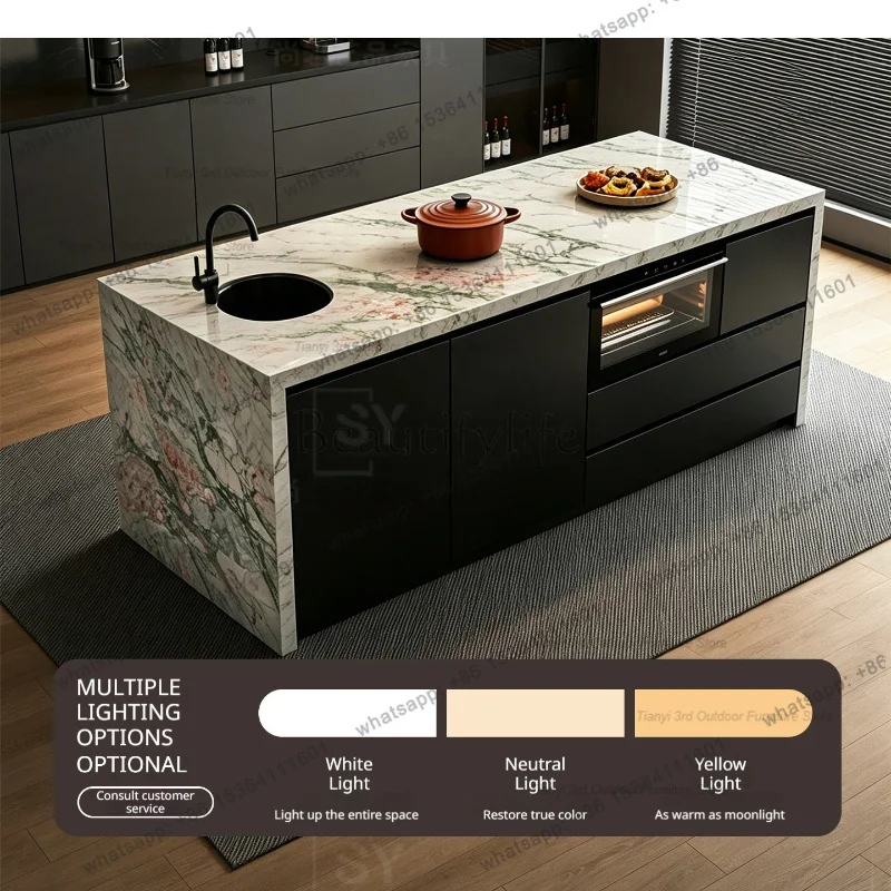 Best Sellers Nordic Luxury Sintered Stone Kitchen Island Modern Open Dining Island Counter Sideboard Kitchen Furniture Almacenaj
