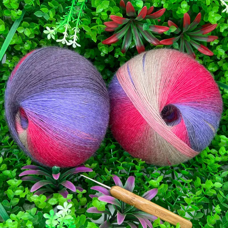 

German Rainbow Wool Thread,Knitted Fine 200g1600 Meters Long Section Wool Big Magic Ball Hand Woven Fine Section Dyed Scarf