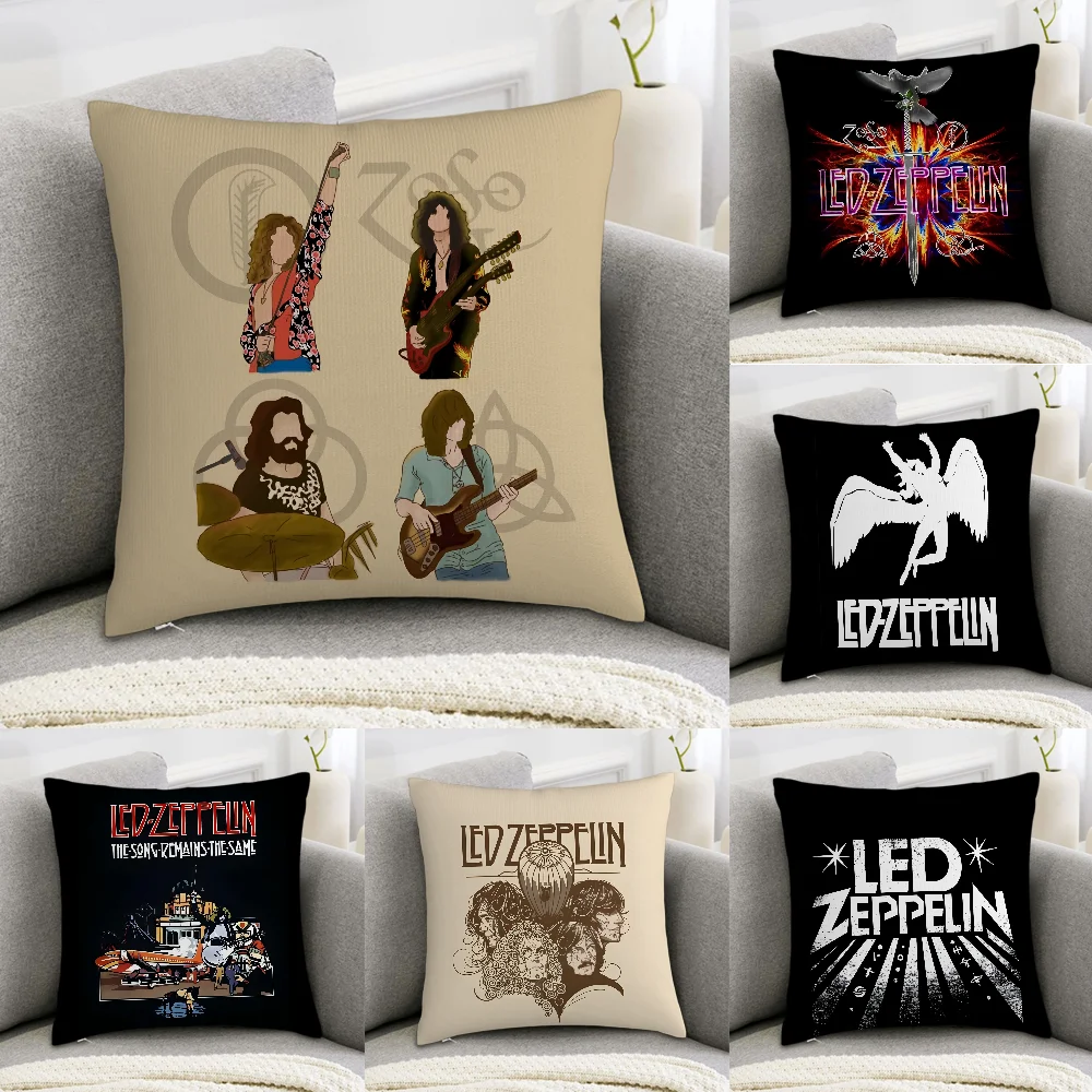 L-Led Z-ZeppelinS Band Pillow Case Sofa Decorative Home Double-sided Print Plush Square Throw Pillow Covers Cushion Decor Cover