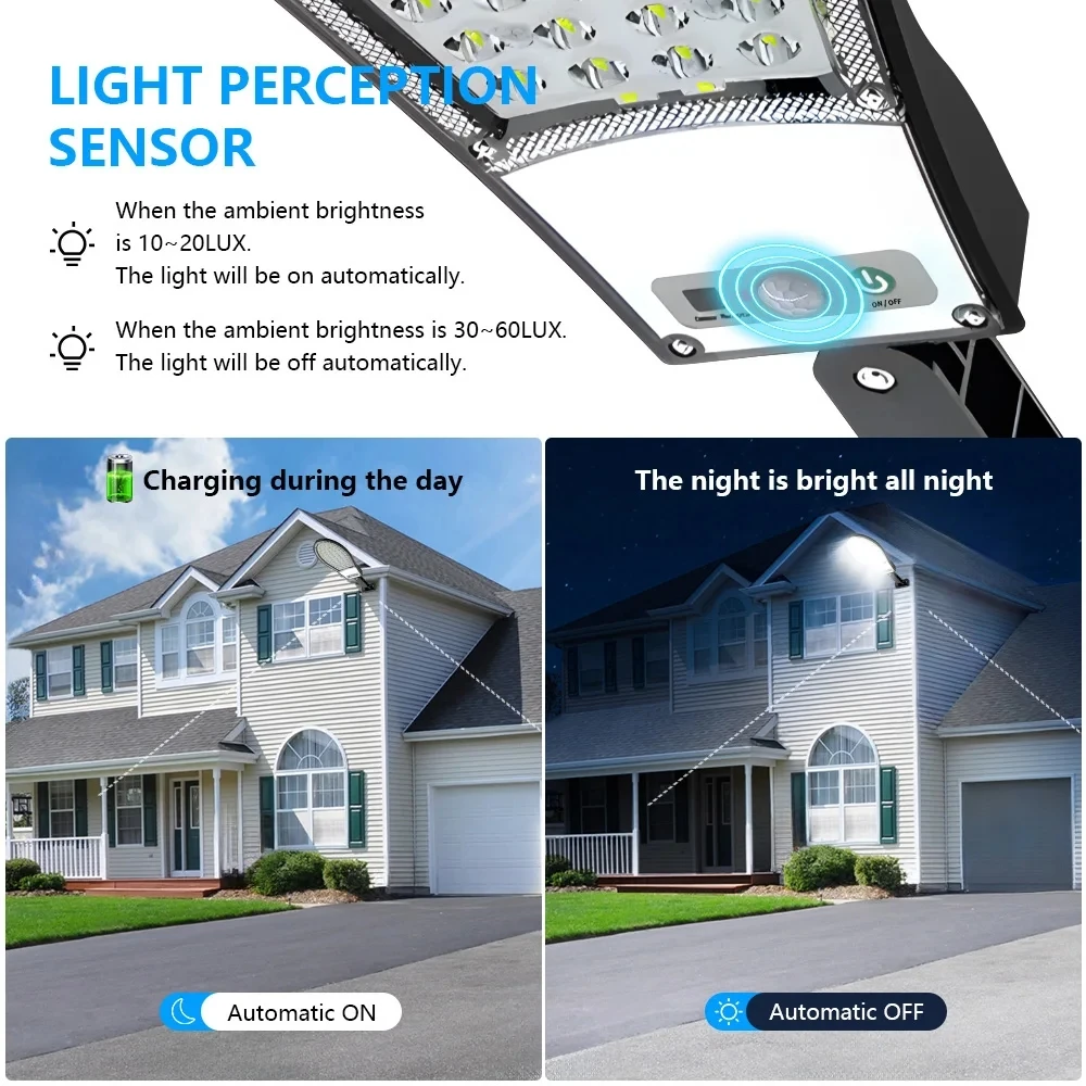 6000000LM Most Powerful Outdoor Solar LED Light 200² Solar Wall Lamp Waterproof Security Lighting For Garden 3 Mode Street Lamp