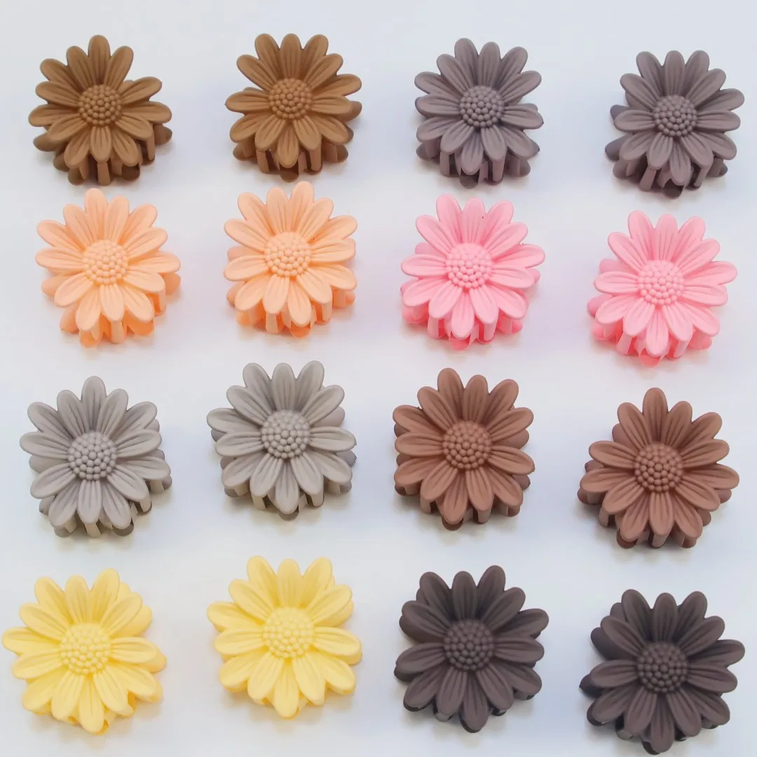 2/8PCS Mini Sun Flower Hair Claw Clips Women Girls 1.5inch Matte Flower Hair Claw Clips Hairpin Children Kids Hair Accessories