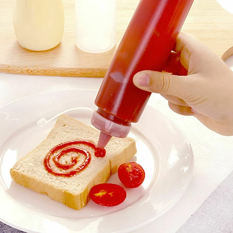6Pcs 240ml Plastic 8oz Squeeze Bottle Condiment Dispenser Mustard Sauce Ketchup Squeeze Bottles For 2020 New Arrival