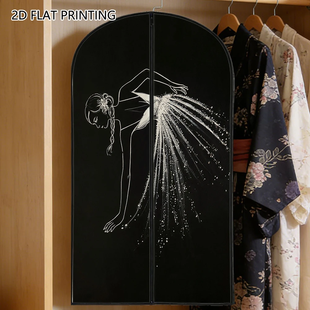 1pc glitter ballerina dancer Compressed Dust Cover Clothes Compression Hanging Storage Bag Household Wardrobe Organizer