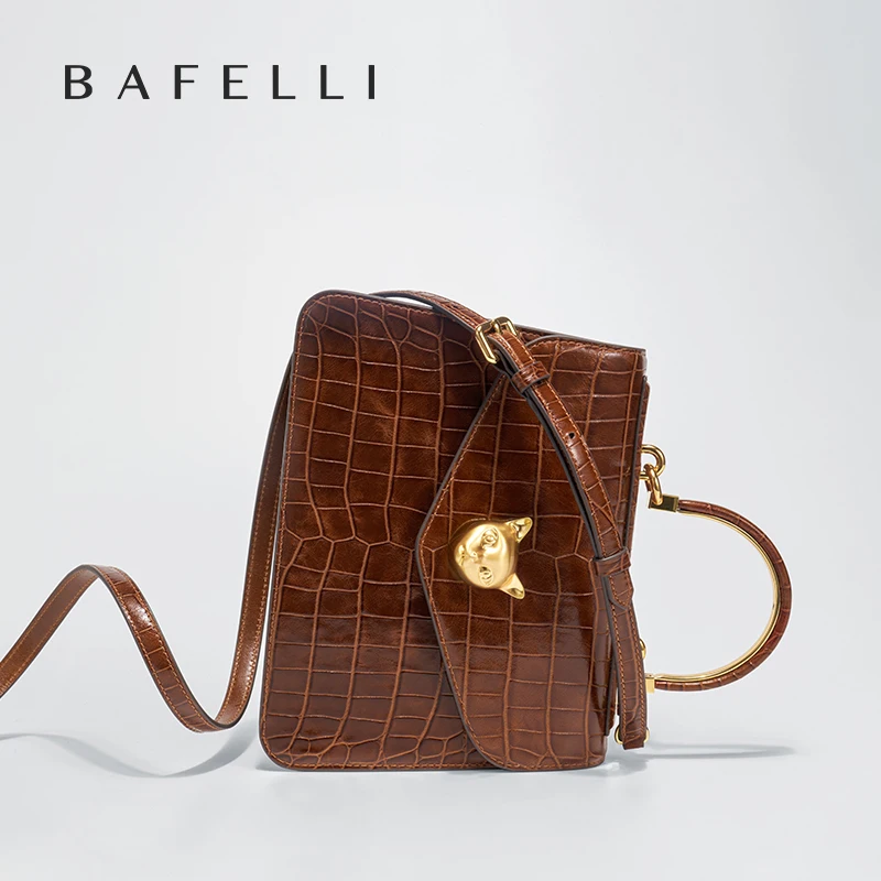 2026 BAFELLI CAT WOMEN'S NEW CROCODILE PATTERN LEATHER FASHION HANDBAG STYLISH BUSINESS FEMALE LEATHER LUXURY BRAND OL PURSE