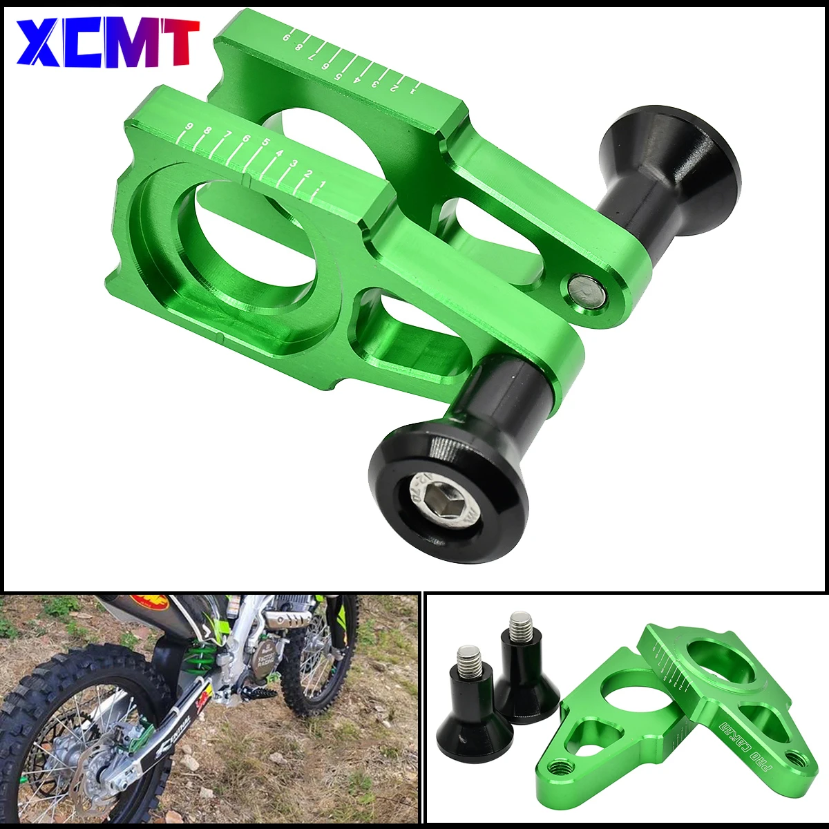 

Motocycle CNC For Kawasaki Rear Axle Blocks Chain Adjuster KX 125 250 250F 450F KX125 KX250 KX250F KX450F KLX450R 2003 2016 2018