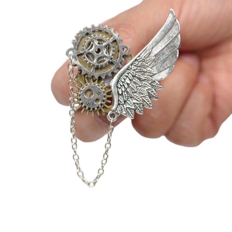 Steampunk Wing Brooches Pin for Men Women Halloween Party Costume Accessories N58F