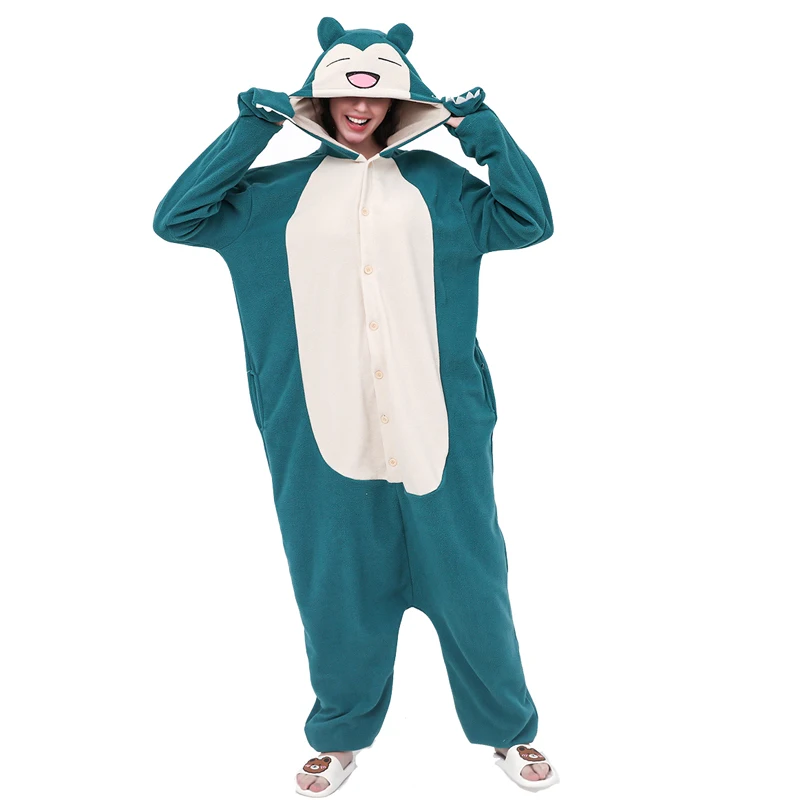 Women Onesie Smile Snorlax Cosplay Costume for Adults One-Piece Pijamas Halloween Kigurumi Christmas Full Body Winter Clothes