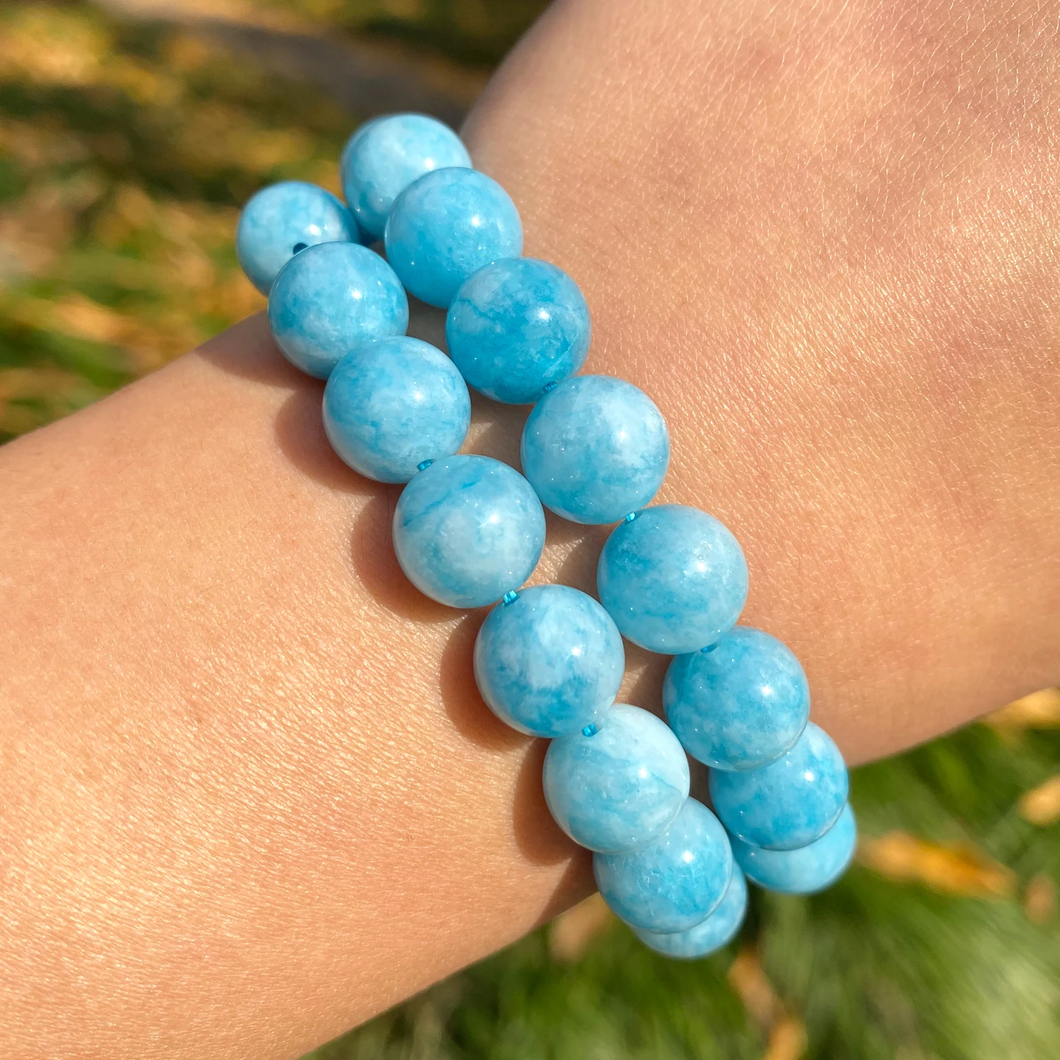 Natural Blue Chalcedony Jades Stone Beads For Jewelry Making Round Spacer Beads Diy Bracelet Accessories 4 6 8 10 12mm 15 Inches