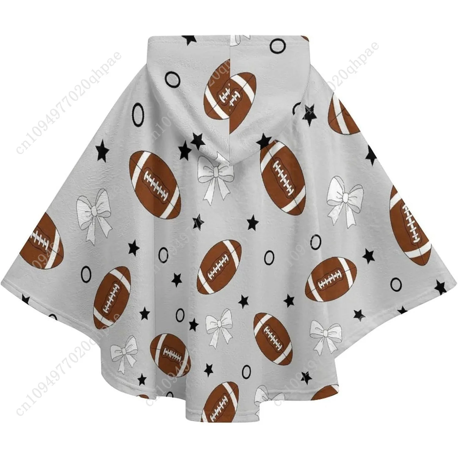 سترة بطانية مريحة من الفلانيل، هوديي كبير الحجم بأقواس كرة القدم مع جيوب للأطفال والمراهقين