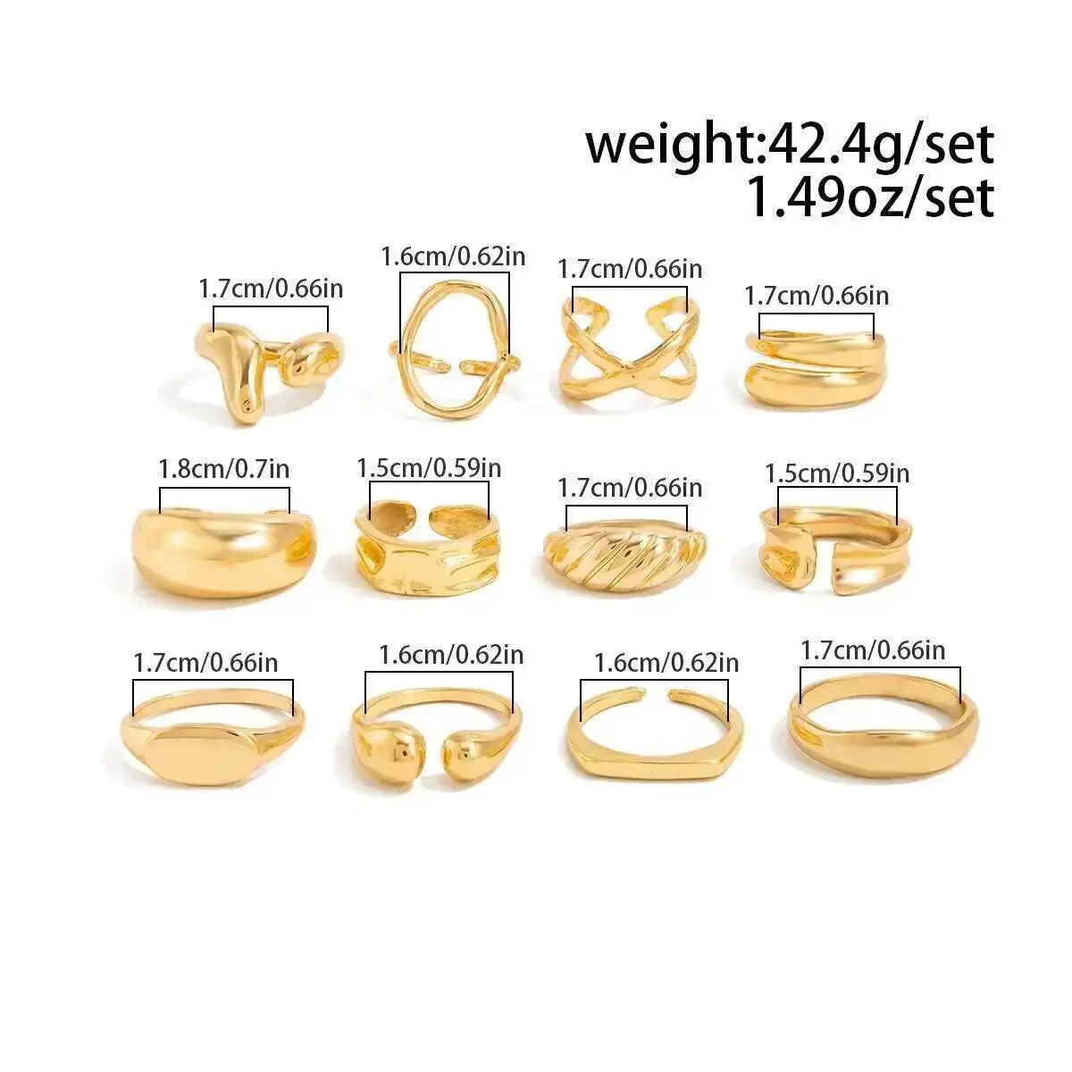 KunJoe 12 قطعة/المجموعة/المجموعة السلس غير النظامية الطبقات المفتوحة خواتم للنساء الشرير الجوف خارج غير النظامية المفصل حلقة مشتركة مجوهرات الحفلات 2025 #4
