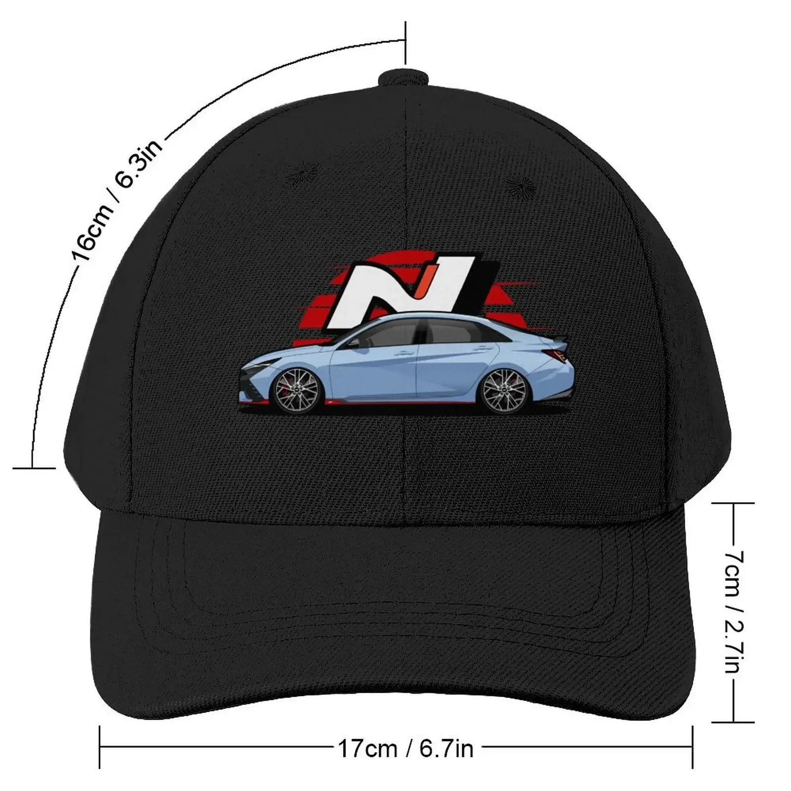 i30N Sedan/Elantra N Side View Baseball Cap Big Size Hat Thermal Visor Golf Wear Men Women's