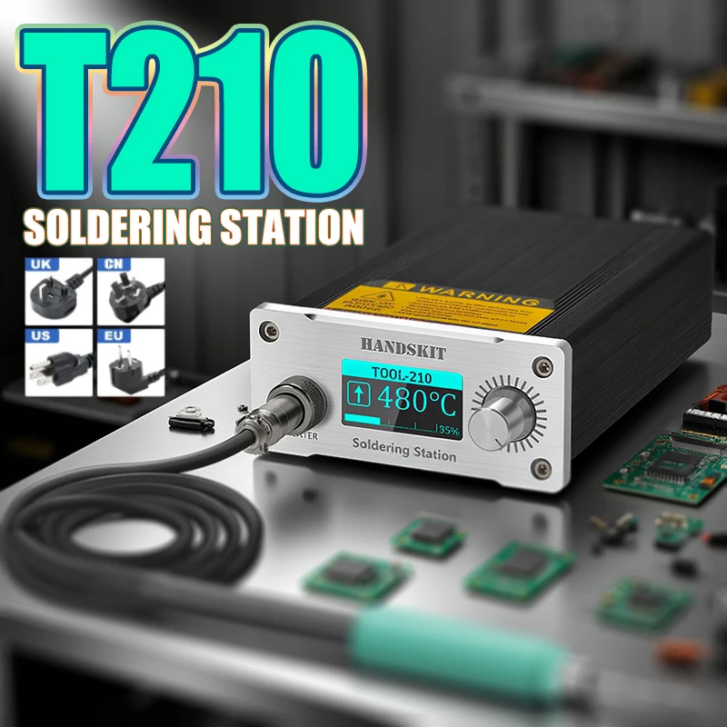 

T210 Soldering Station with OLED Digital Adjustment Auto Sleep 1-1.5s Quick Heating for Micro Electronic Repair Welding Tools